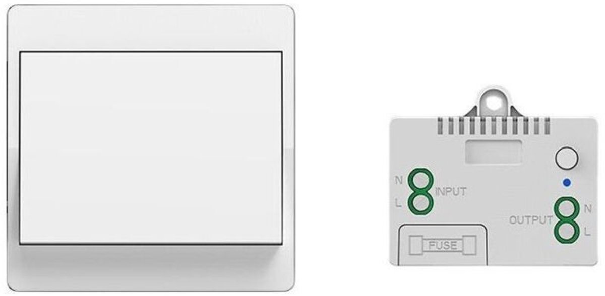 Zelfvoorzienende draadloze schakelaar, waarmee u verlichting en apparaten draadloos kunt bedienen zonder batterijen. Waterdicht en veilig, kan direct in badkamers en andere ruimtes worden geïnstalleerd. (1-op-1)