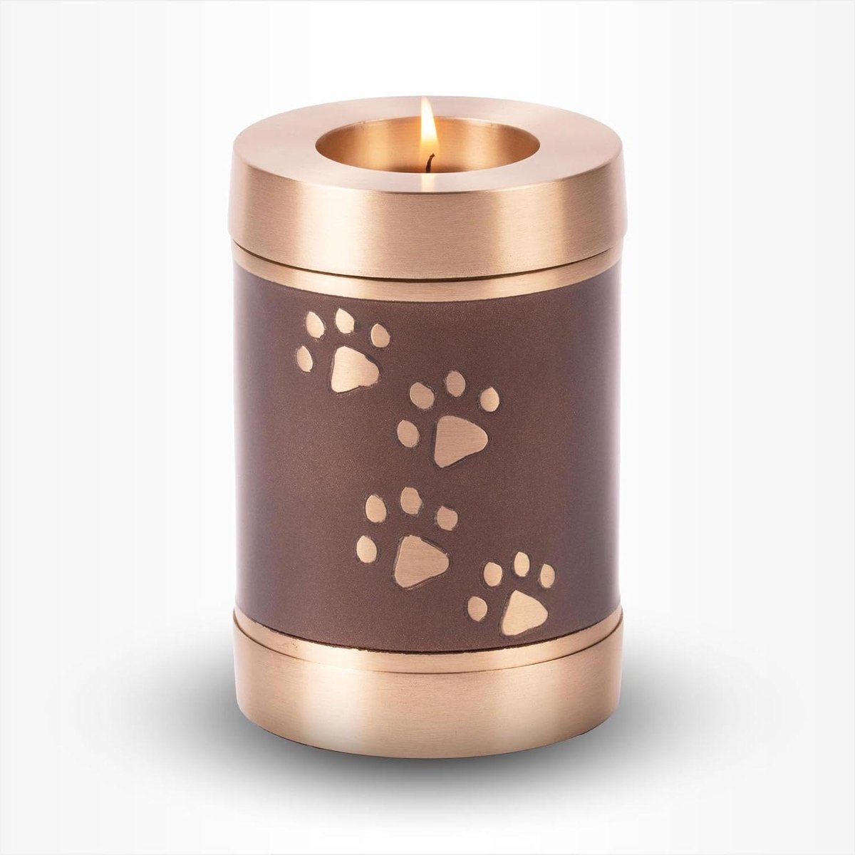 Dieren Urn - As Urn Herdenking - Dieren Herdenken - Met Theelicht Houder - 600 ml - Bruin Goud