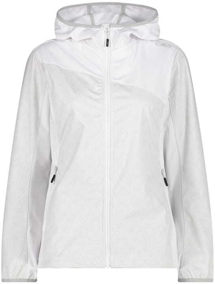 Vrouwelijke waterdichte jas met capuchon en print CMP Bianco-steen