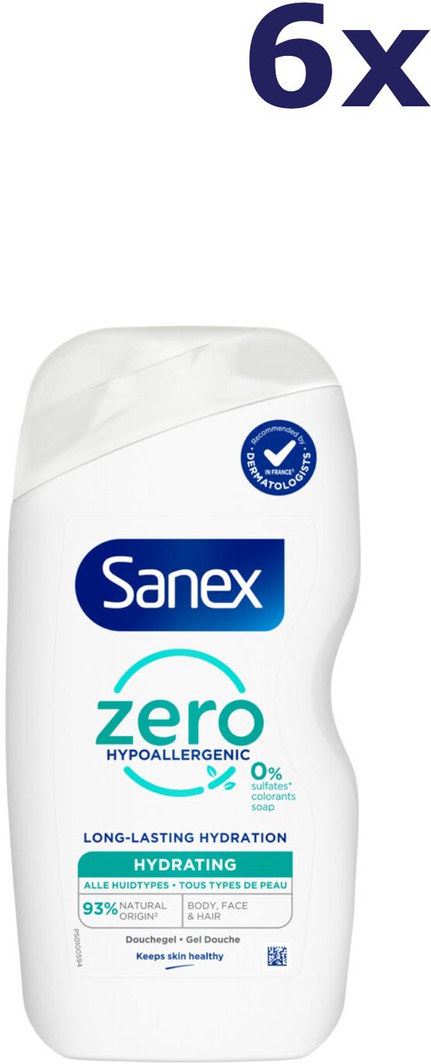 Sanex - Douchegel Zero% Hydrating - 12 x 400 ml - Voordeelverpakking
