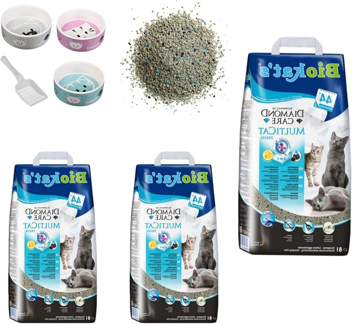 Kattenbakvulling Klontvormend - Kattenbakkorrels Natuurlijk - Hygiënisch Huisdier - Met Actieve Kool - 3x8L - Niet Van Toepassing