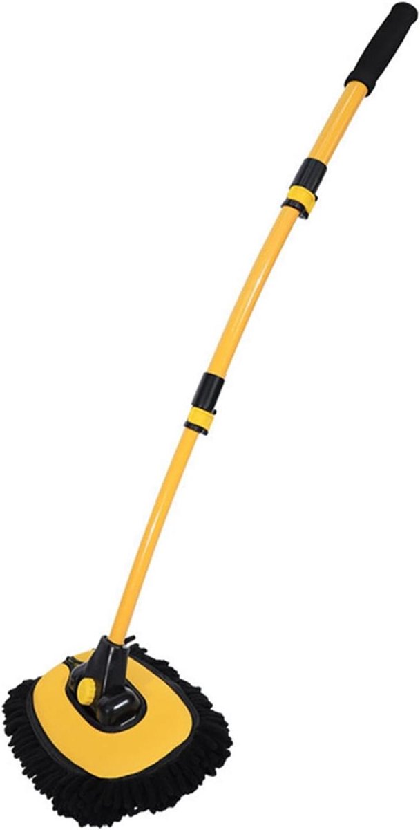 Autowasborstel - Wasborstel Mop - Voertuigen Reinigen - Intrekbaar Aluminium - 102 cm - Zwart en Geel