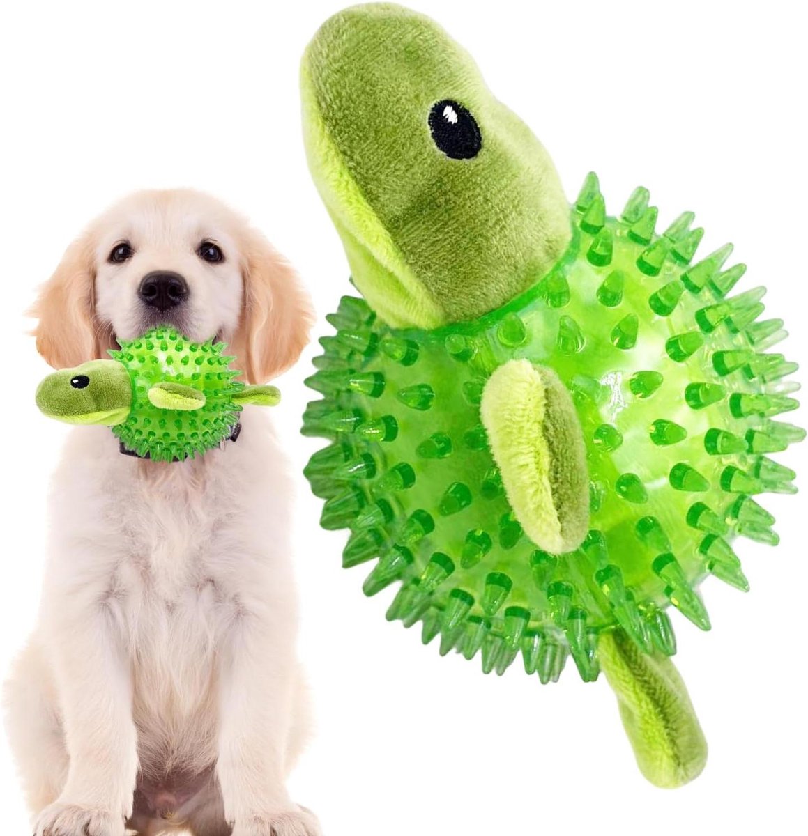 Hondenknuffel met Piep - Speelgoed Bal - Positief Kauwgedrag Stimuleren - Voedselveilige Constructie - 11x16cm of 13x18cm - Groen