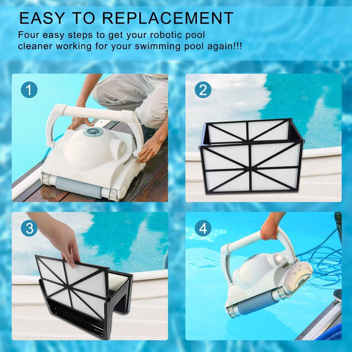 Efficiënte 2-delige Filtercartridge voor Zwembadreinigers, Vervangende Filters voor RCX70101, Geschikt voor Hayward Tiger Shark en Aqua Vac Robotreinigers