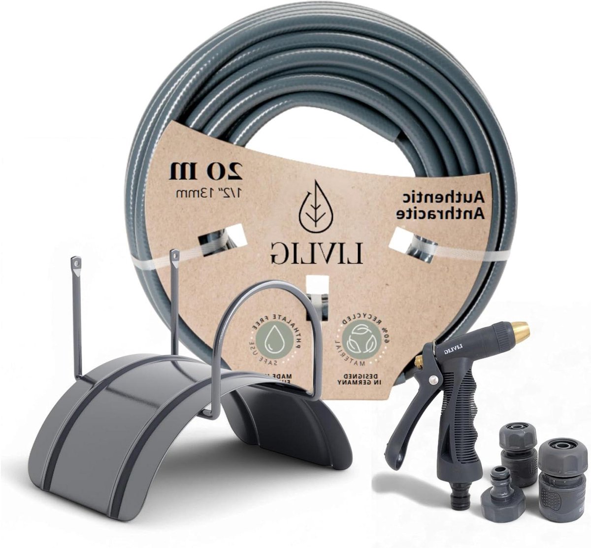 Tuinslang Set - Waterslang Irrigatie - Tuin Bewateren - Inclusief Spuitpistool - 20 meter - Antraciet
