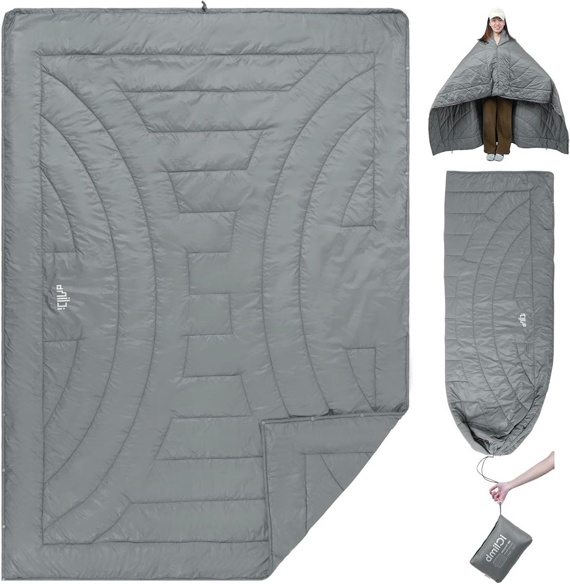 Kampeerblanket - Outdoor Deken - Reizen en Kamperen - 3M Thinsulate Isolatie - 190 x 140 cm - Lichtgrijs