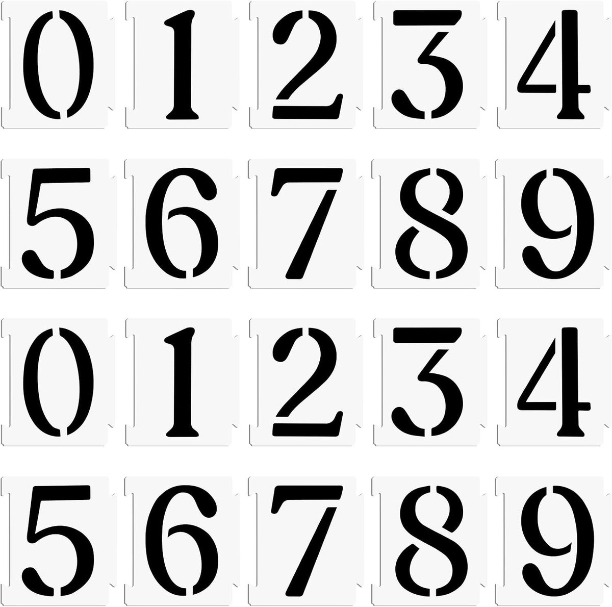 Set van 20 herbruikbare sjablonen voor huisnummers 0-9, 3 inch adresnummer sjablonen voor schilderen, ideaal voor muren en straten