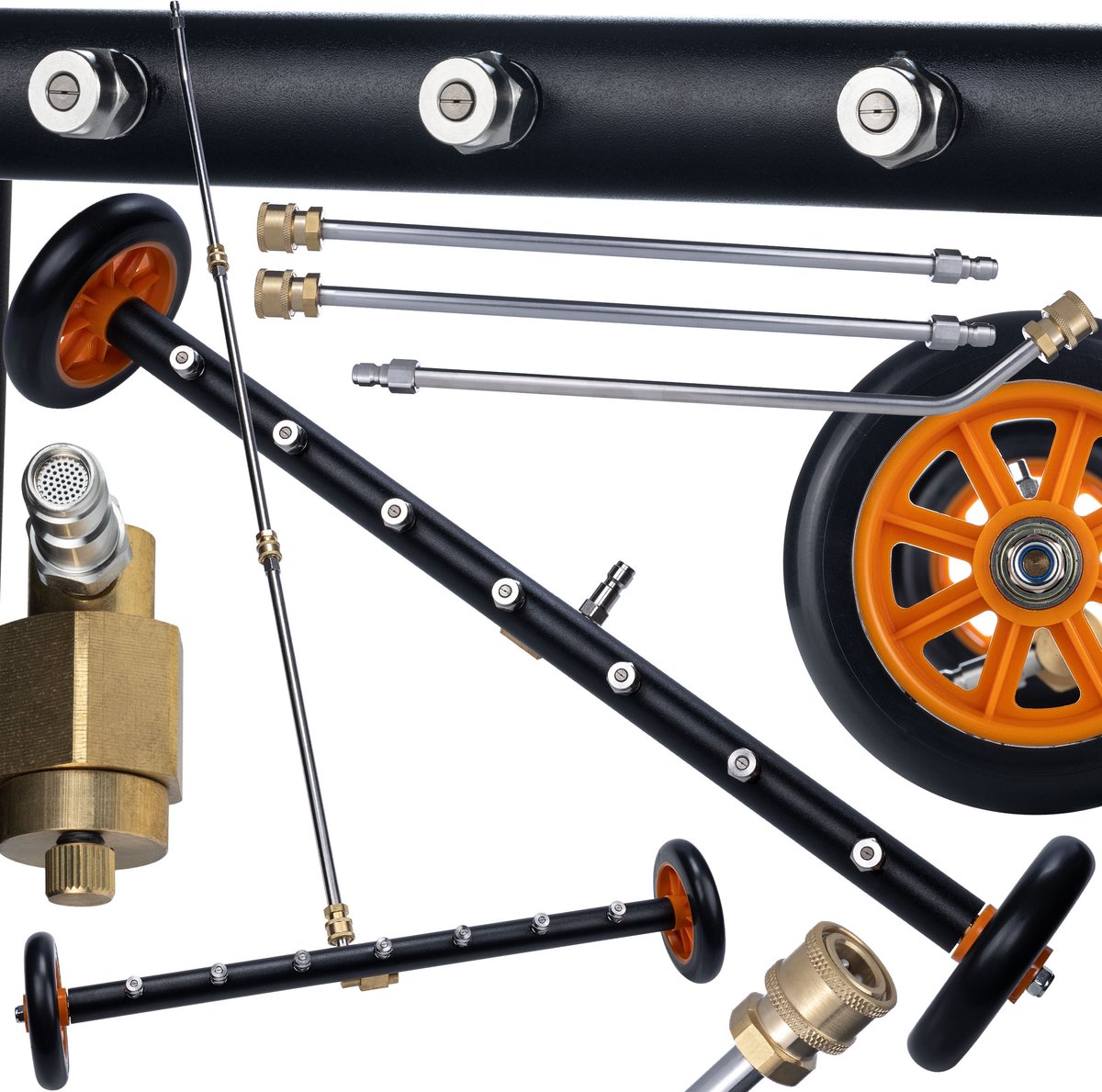 Rosfix JetRoller Pro 7X Hogedruklans op Wielen Onderwagen - 7 Spuitmonden