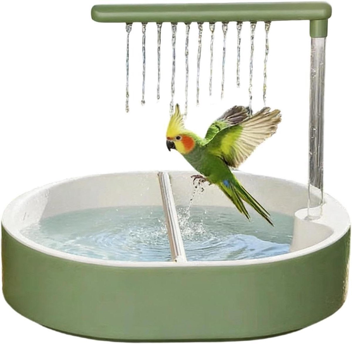 Vogelbad Automatisch - Vogel douche fontein - Vogels verzorgen - Regenwater stroomsysteem - 31.8 x 25 x 8.5 cm - Wit