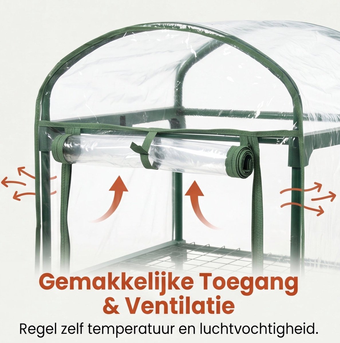 Cheqo® Kweekkas - Broeikas - Tuinkas - Plantenkas - Mini Kas - Mini Serre - Foliekas - Opzetkas met 3 Verdiepingen en Roldeur - voor Balkon en Tuin - Tomatenkas - Plantenhuisje - Kasje voor Buiten - Stekken en Kweken – foto 4
