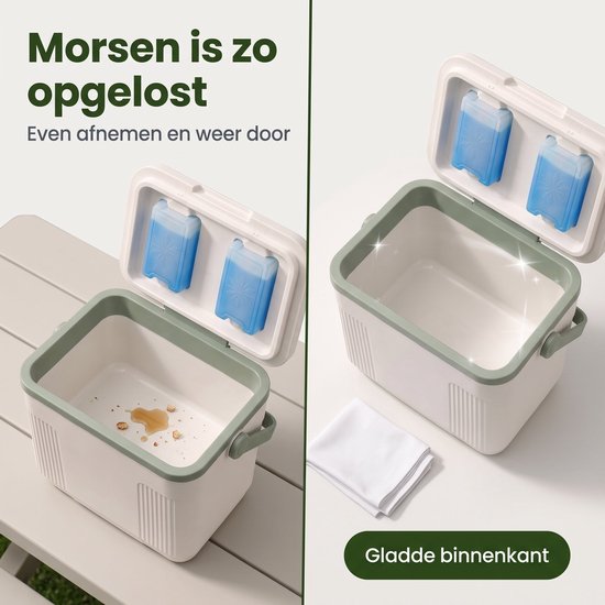Cheqo® Koelbox met Koelelementen - Passieve Koelbox zonder Stroom - Draagbare Koelbox met Handvat voor Camping - Strand - Picknick - Festival en Auto - Koeltas - Frigobox - Coolbox - Koelbox met Deksel - Inclusief 2 Herbruikbare Koelelementen van Cheqo — afbeelding 3