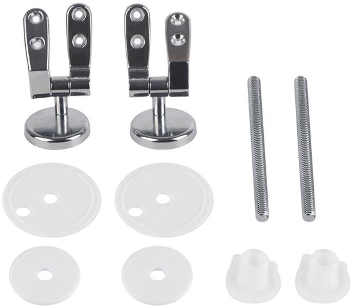Toiletbril scharnierset - roestvrijstalen schroeven - nylon moeren/ringen - zinklegering scharnieren - antibacterieel - geschikt voor houten, metalen en kunststof toiletten