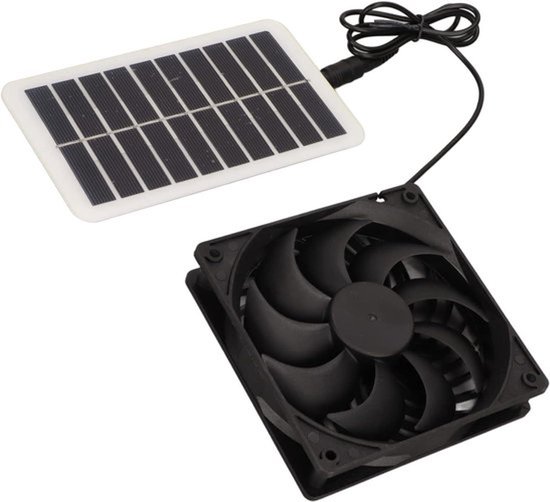 Efficiënte Afzuigventilator op Zonne-energie - Energiebesparing - Geurverwijdering - Draagbaar - 15 W - Keuken - Kas - Huisdierhuis - Zonne-energie - Luchtafzuiging - Geschikt voor Binnen - Wit Kleur
