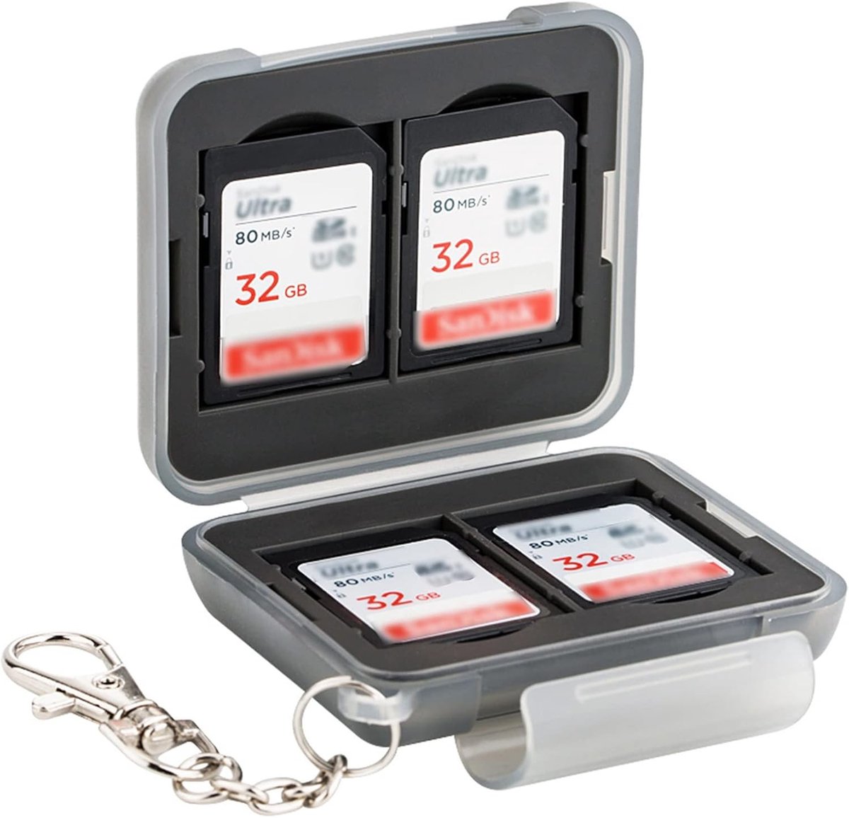 Waterdichte SD Kaart Houder voor 4 SD SDHC SDXC en 8 Micro SD Kaarten, Schokbestendig en Duurzaam, Grijs