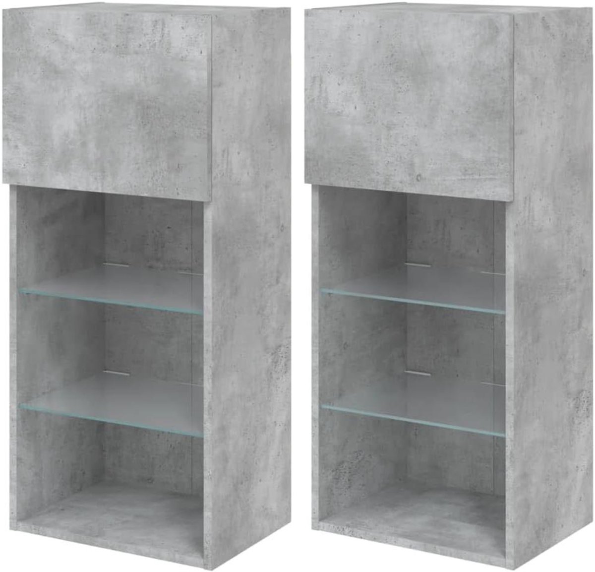 TV meubel - Mediabox LED - Opbergen Entertainment - Wandmontage mogelijk - 40x30x90 cm - Betongrijs