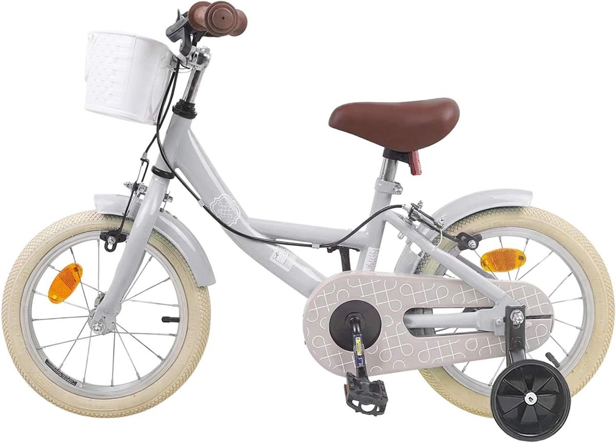Kinderfiets 16 Inch Peuterfiets Kleuterfiets Leren Fietsen Verstelbaar Stuur Zadel 16 inch Lichtgrijs