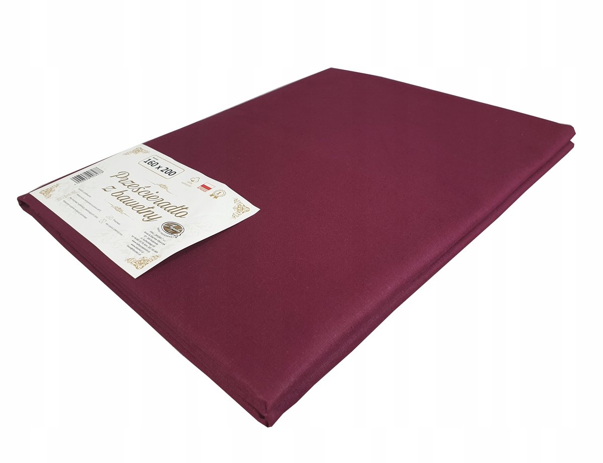 100% Katoenen Hoeslaken 160x200 cm - Bordo, Zonder Elastiek