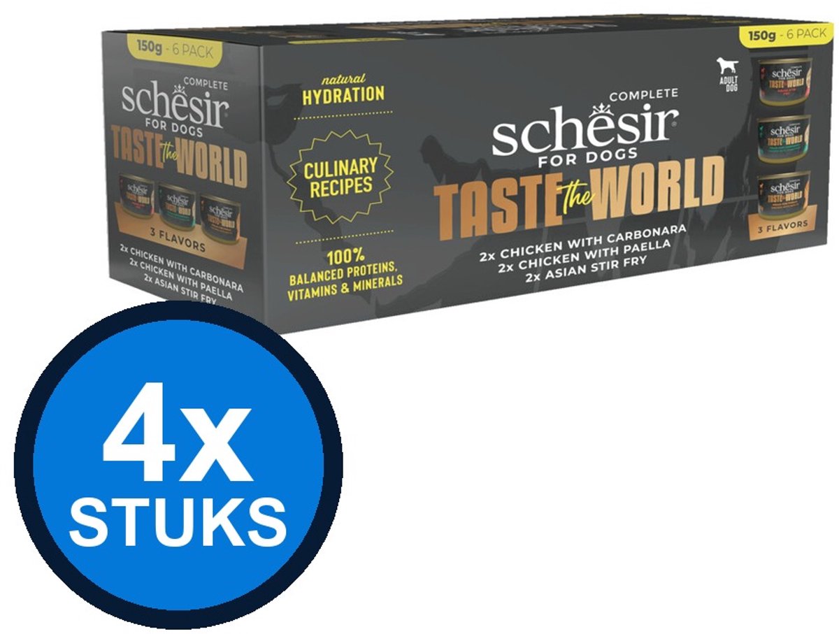 4x Schesir Taste The World hond blik variety pack 6x150gr