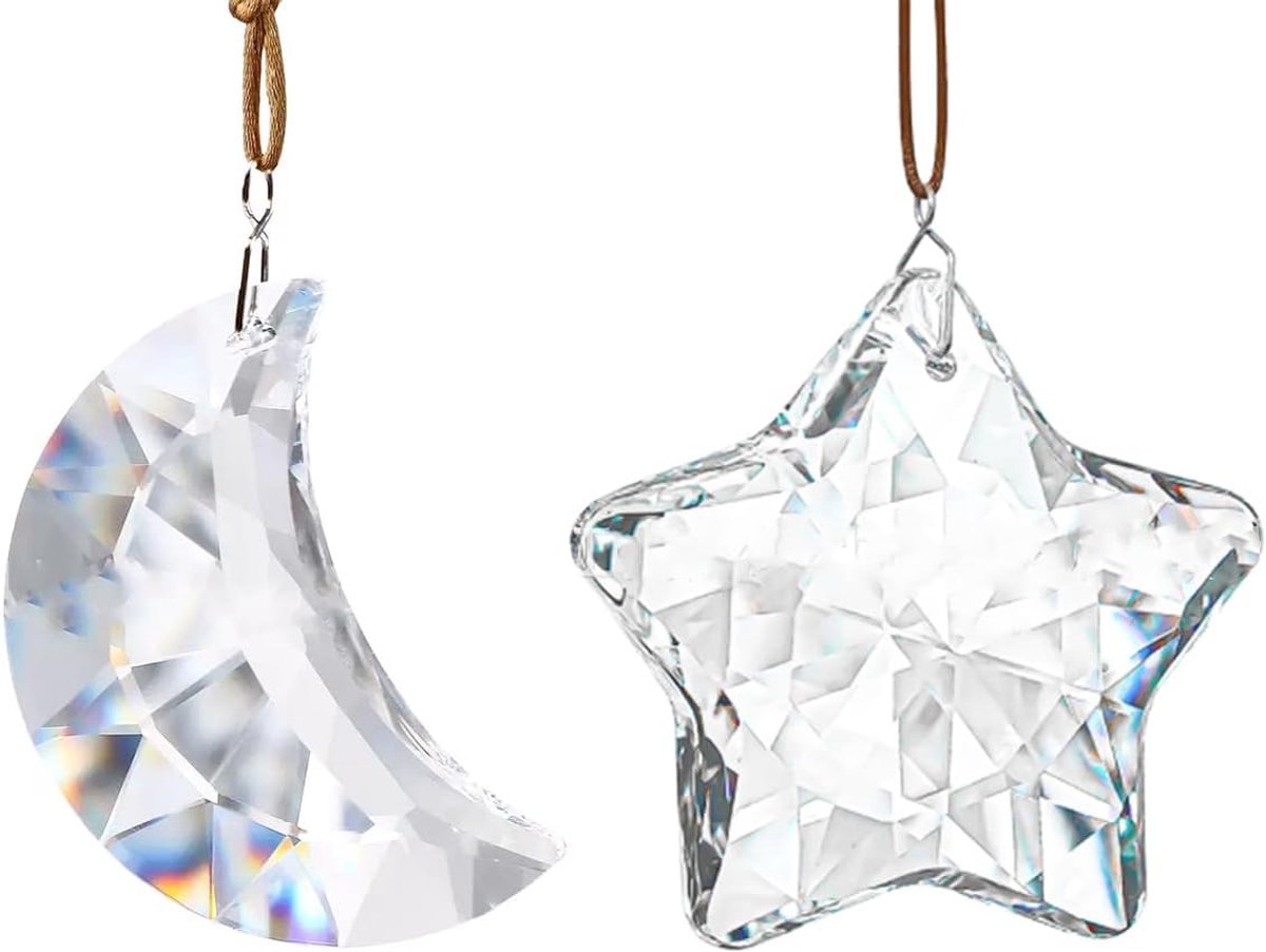 Crystal Moon Star Set 50mm 45mm Glas Zonnevanger Prisma Home Decor