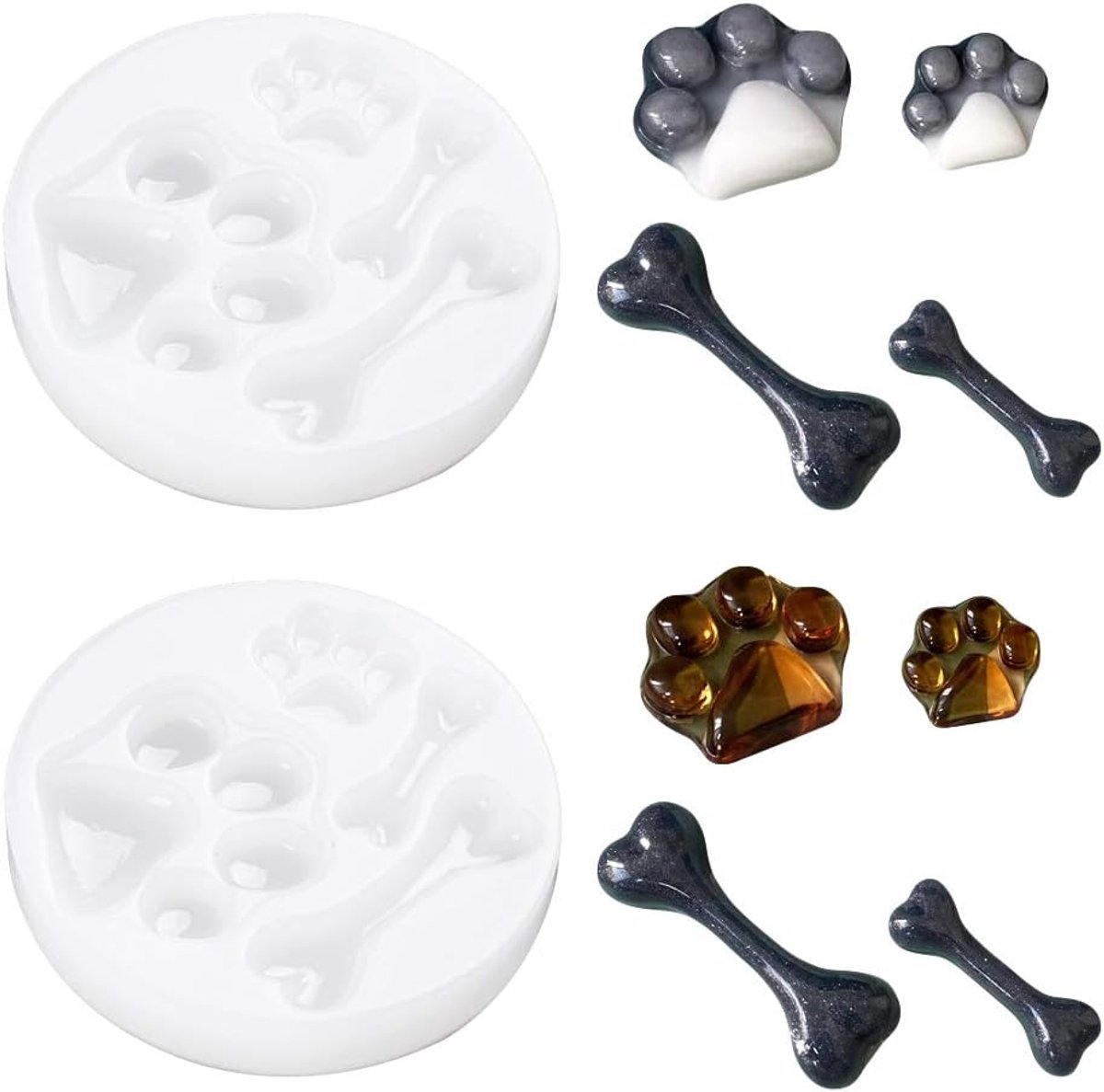 Siliconen vorm hondenbot hanger harsvormen voor doe-het-zelf sieraden knutselen - 2 stuks