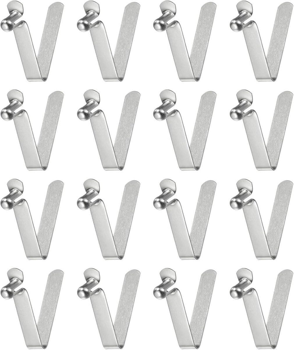 16 stuks clips, met veren, voor kajakpeddels met één knop, 5 x 8,5 x 30 mm, 65 Mn clip, telescoopstang, telescopische buisvergrendeling, V-vorm, veerstaal voor tent, camping, parasol