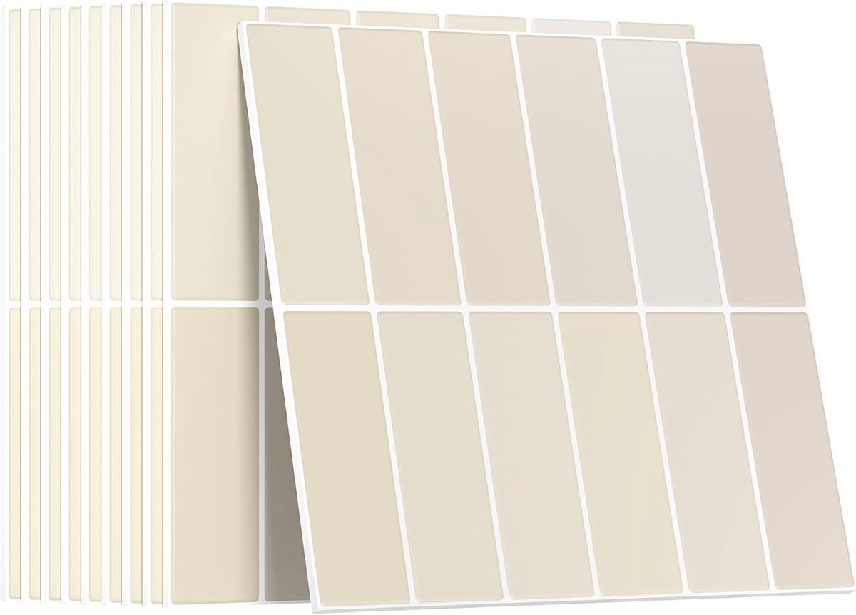 Upgrade Dikkere Peel and Stick Wandtegels Achterwand voor Keuken en Badkamer, Metro Subway Tegels Zelfklevende Tegelstickers 3D Stick on Splashback Grijs (10, beige)