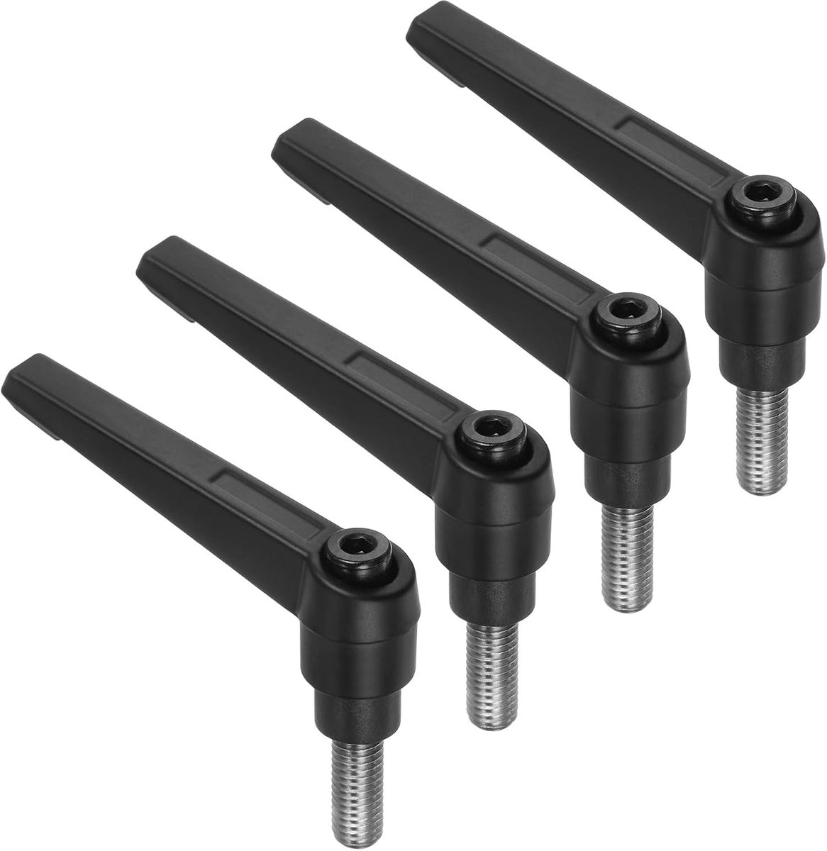 4 stuks spanhendels, M8 x 15 mm, mannelijk met schroefdraad van roestvrij staal 304, verstelbare handgrepen met vergrendelingsknop, bouten, zwart