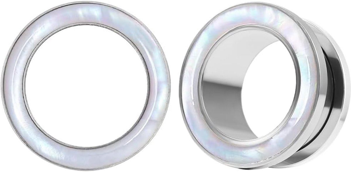 Oor tunnel 1 paar Double Flared Flesh Plugs schelpschaal roestvrij staal voor mannen en vrouwen oorpiercing uitgerekte sieraden 6 mm tot 16 mm