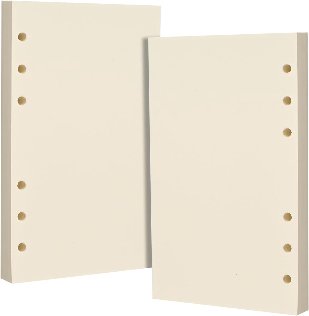 6-gaats beige blanco navulpapier - voorgeperforeerd voor A6 6-ring organisatoren, 100 g/m² fontein & gel pen vriendelijk, geen inkt aflopen, dubbelzijdig schrijven (2 stuks)