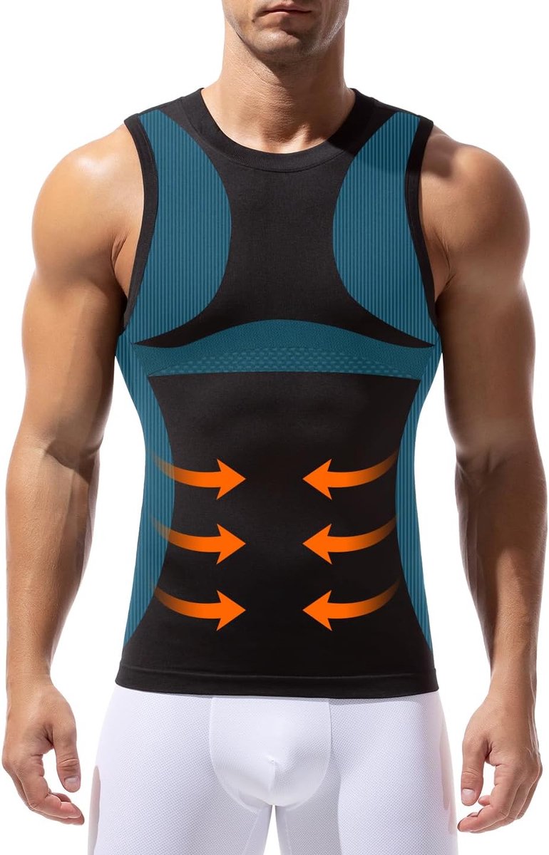 Kroos Shapewear Compressieshirt voor Heren Shapewear Mouwloos Compressie Shirt Elastisch Tanktop Buikweg Onderhemd Mannen