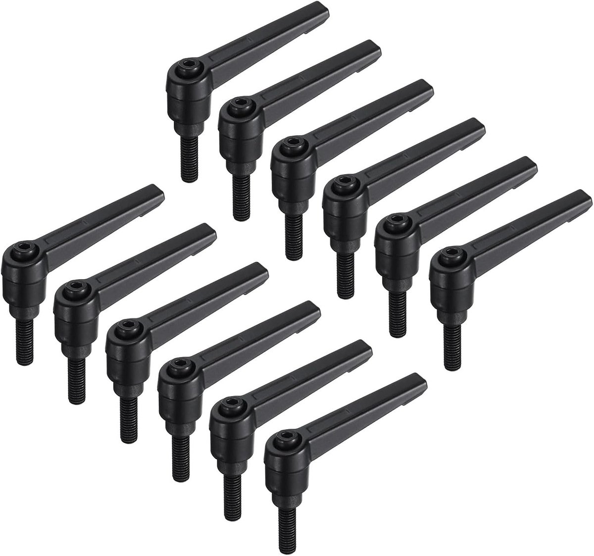 12 stuks verstelbare handgrepen M6 x 20 mm metrische schroefdraad, niveauklemgreep, handboutknoppen, draaigreepgrepen, schroeven met vergrendelingshendel, zwart