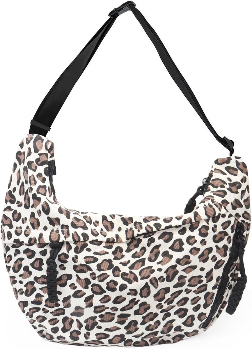 Schoudertas voor dames, met halve maan, nylon, crossbody tas, grote luipaardpatroon, hobotas, halve maan, handtas, verstelbare schouderriem voor vrouwen