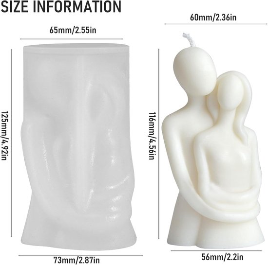 3D lichaam kaarsvorm, omhelzing siliconenvormen, paar omhelzing 3D kaarsvorm, lichaam kaarsvormen handgemaakt, kaarsgietvorm voor gepersonaliseerd knutselen, handwerk ornamenten geurkaars thuisdecor — afbeelding 5