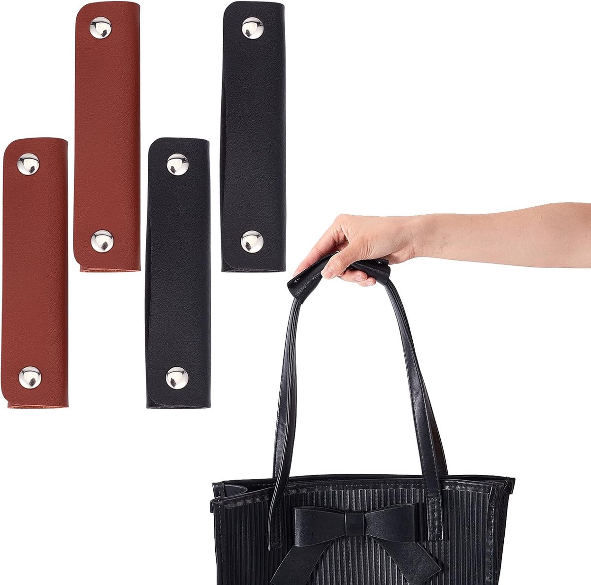 4 stuks handgreepbeschermers voor handtassengrepen, afdekkingen voor handtassen en koffers, beschermende bekleding van leer voor portemonnee