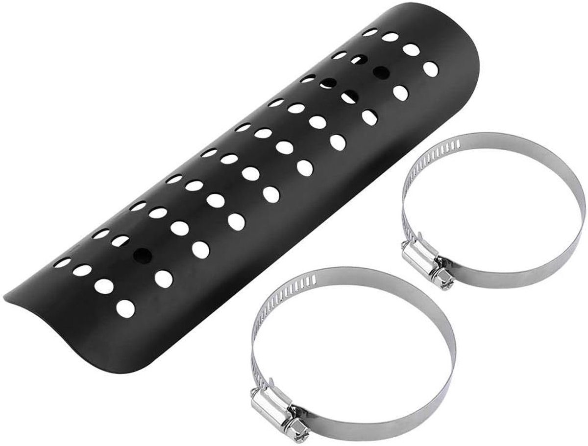 Metal Exhaust Heat Shield Auto Motorfiets Uitlaat Muffler Pijp Heat Shield Warmte Isolatie Cover Heel Guard Recht default Zwart Hitteschilden/omslagen