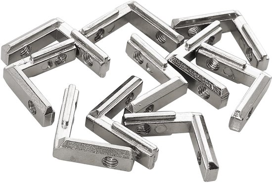 Set van 10 T-beugels voor binnen - Aluminium profiel 2020 - Groef 6 M4 - Buitenhoek van zinklegering - 90° klemmen - L-vorm - Binnenhoekconnector - Connector — afbeelding 5