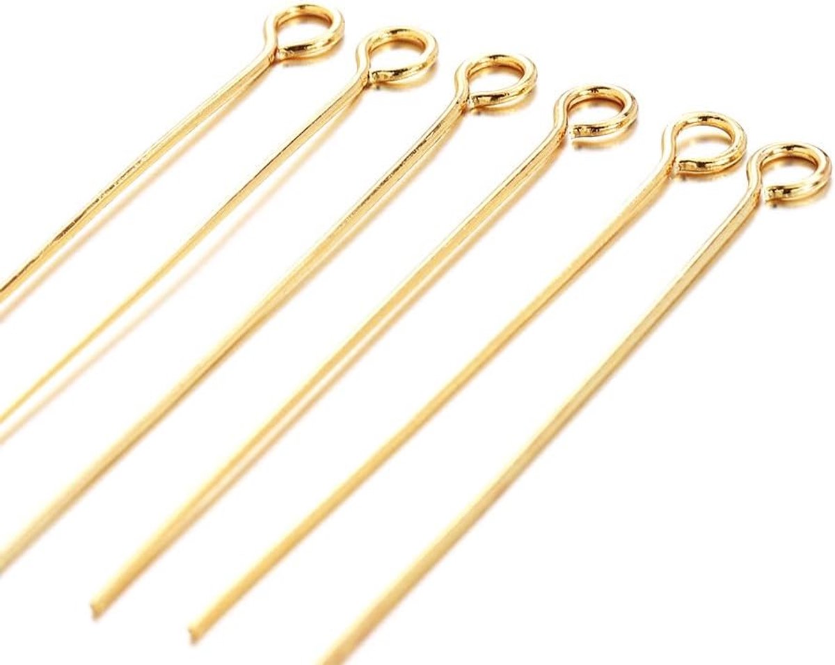 Kwaliteit Sieraden Accessoires Eye Pins voor Sieraden Manufacturing 100 stukken 18k gold 50mm