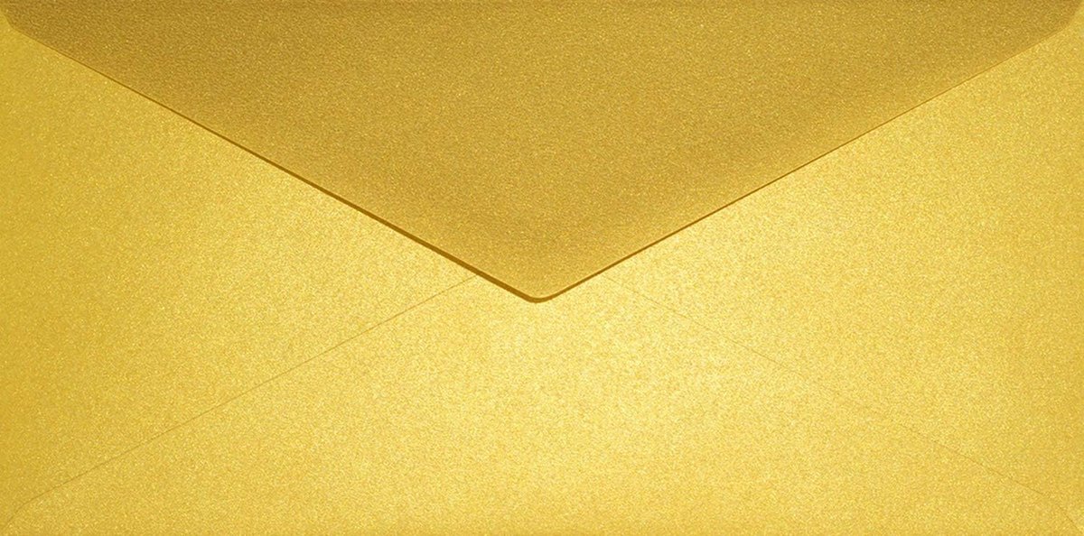 100 parelmoergouden lange enveloppen 110x220mm Aster Metallic Cherish puntklep zonder venster metallic effect voor uitnodigingen bruiloft kerst verjaardag