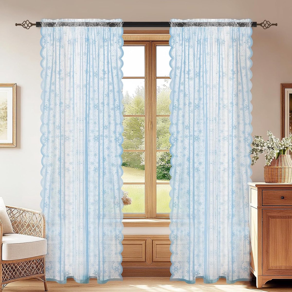 Voile-Gordijnen Semi-Transparante Set Van 2, 70x150cm, Binnengordijnen Met Plooiband, Gordijnen Luchtig Lichtdoorlatend, Raamgordijnen Voor De Slaapkamer Woonkamer, Blauw