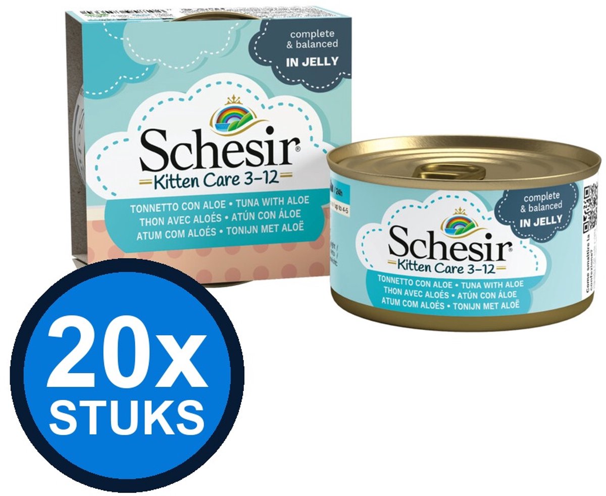 Schesir Schesir Kitten Care 3-12 blik gelei tonijn&aloe 85gr