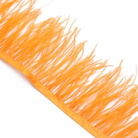 1 m Struisvogelveren, 8-10 cm, pluizige struisvogelveren, om te knutselen, veer, franjes, lint, doe-het-zelf struisvogelveer, satijnen lint, franjes voor struisvogelveren, handwerk, kostuums, — afbeelding 2
