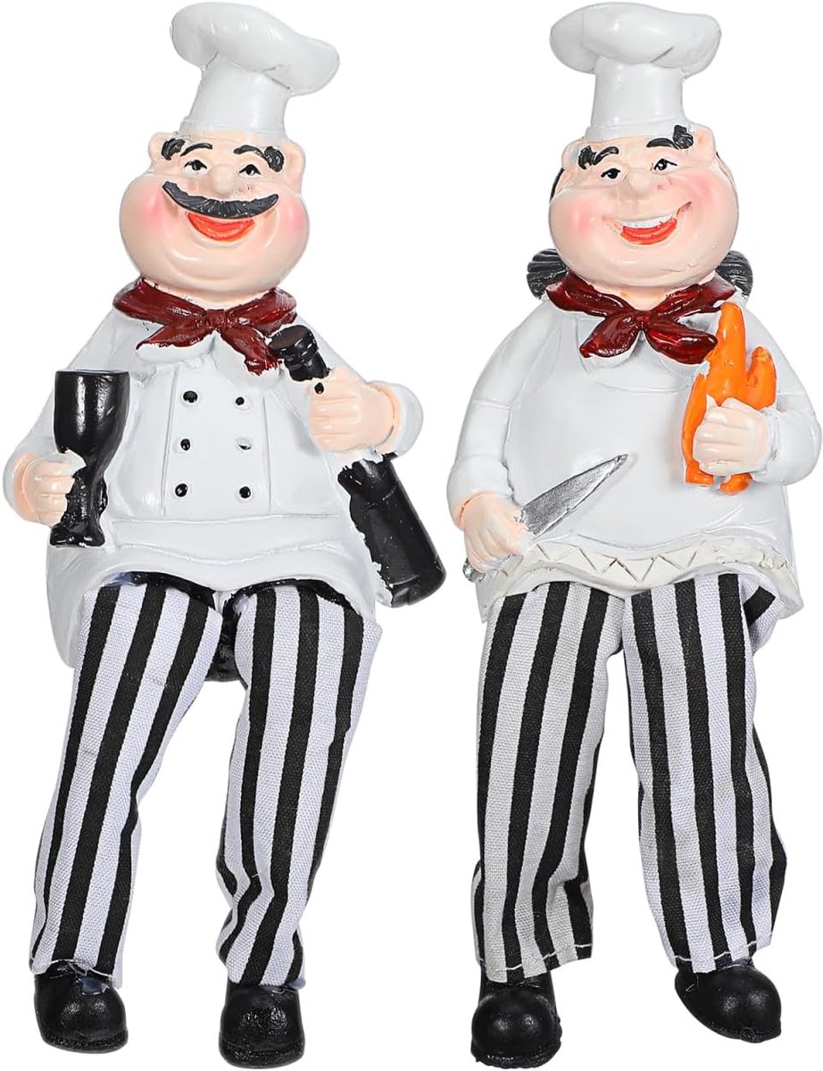 2 stuks creatieve miniatuur kokfiguur van hars kleine chef-beeldje voor keukenornamenten bar en restaurantdecoratie handgemaakte harskunst als en tafeldecoratie
