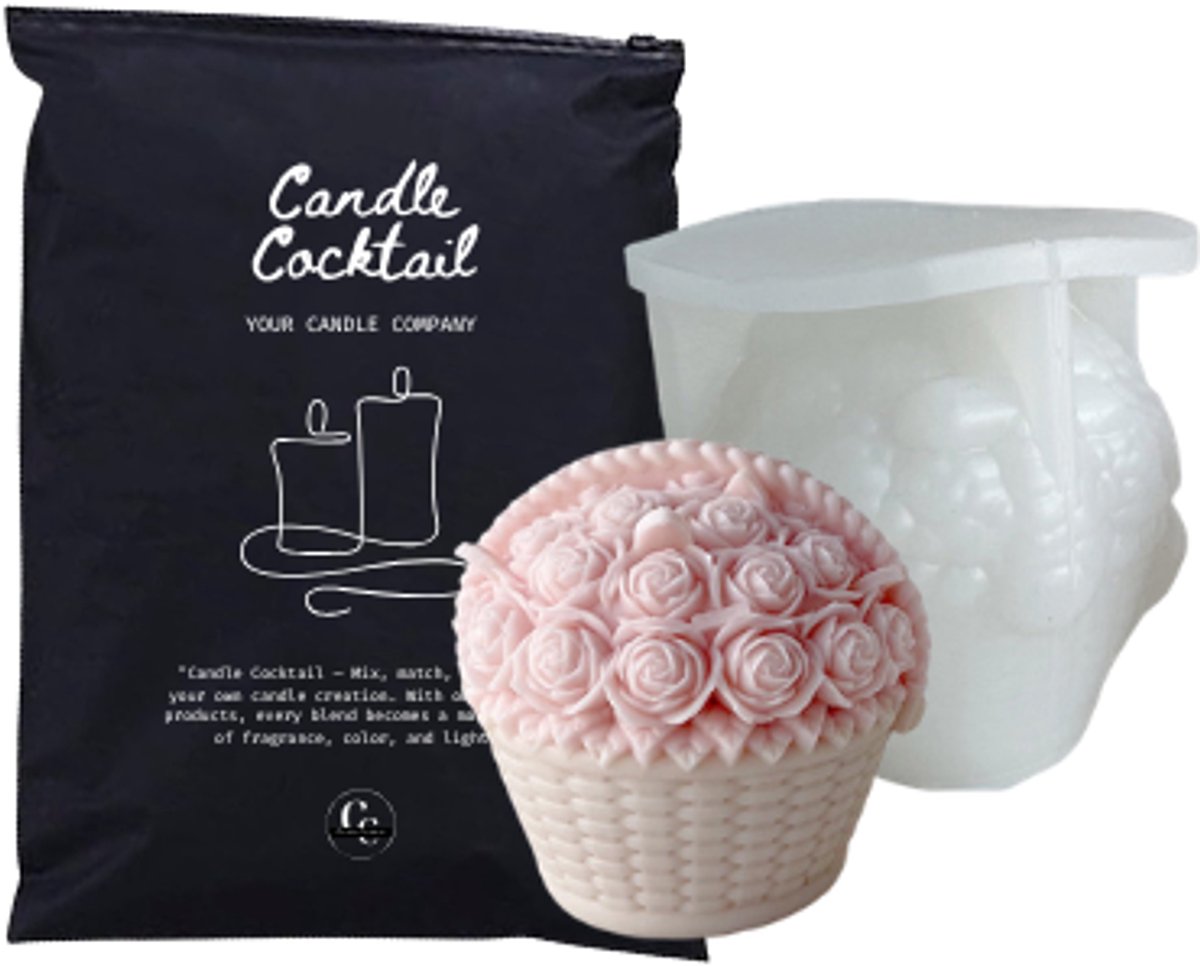 Bloemen Mandje Siliconen Mal #292 | 10 x 10 cm | Candle Cocktail® | 3D Gietmal | Kaarsenmal | Kaarsen Maken | Chocolade Mal | Zeepmal | Resin & Epoxy | Gips & Jesmonite | Flexibel | Herbruikbaar | Makkelijk Lossen | Inclusief Dustbag | DIY