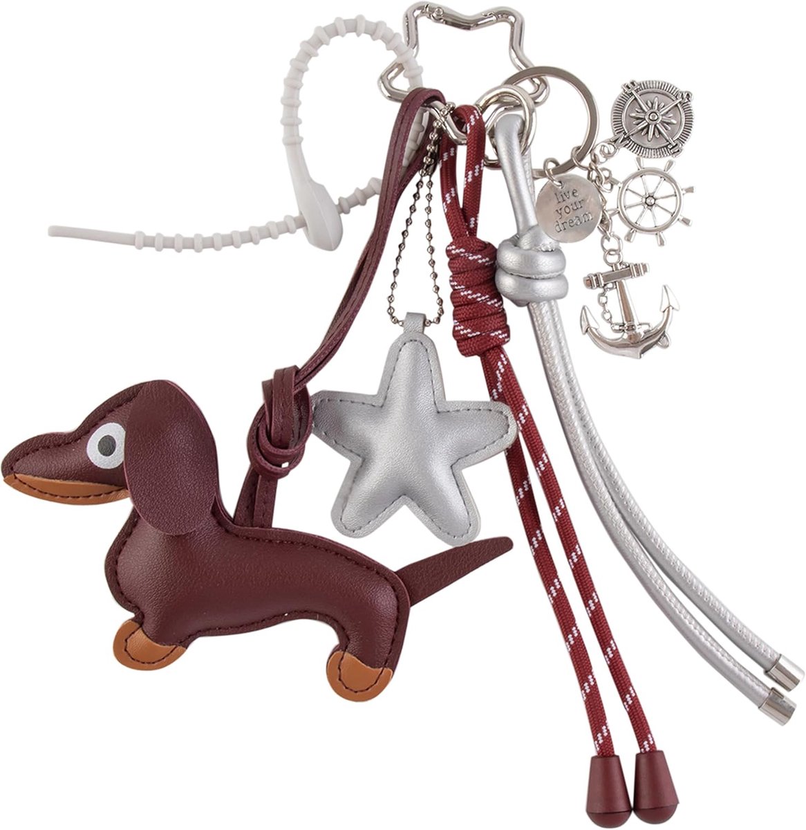 Porgy Handtas Accessoires Tas Hanger voor Dames Bag Charm Schooltas Rugzak Sporttas Leuke Sleutelhanger Verjaardagscadeau voor Meisjes (Hond Ster Live Your Dream)