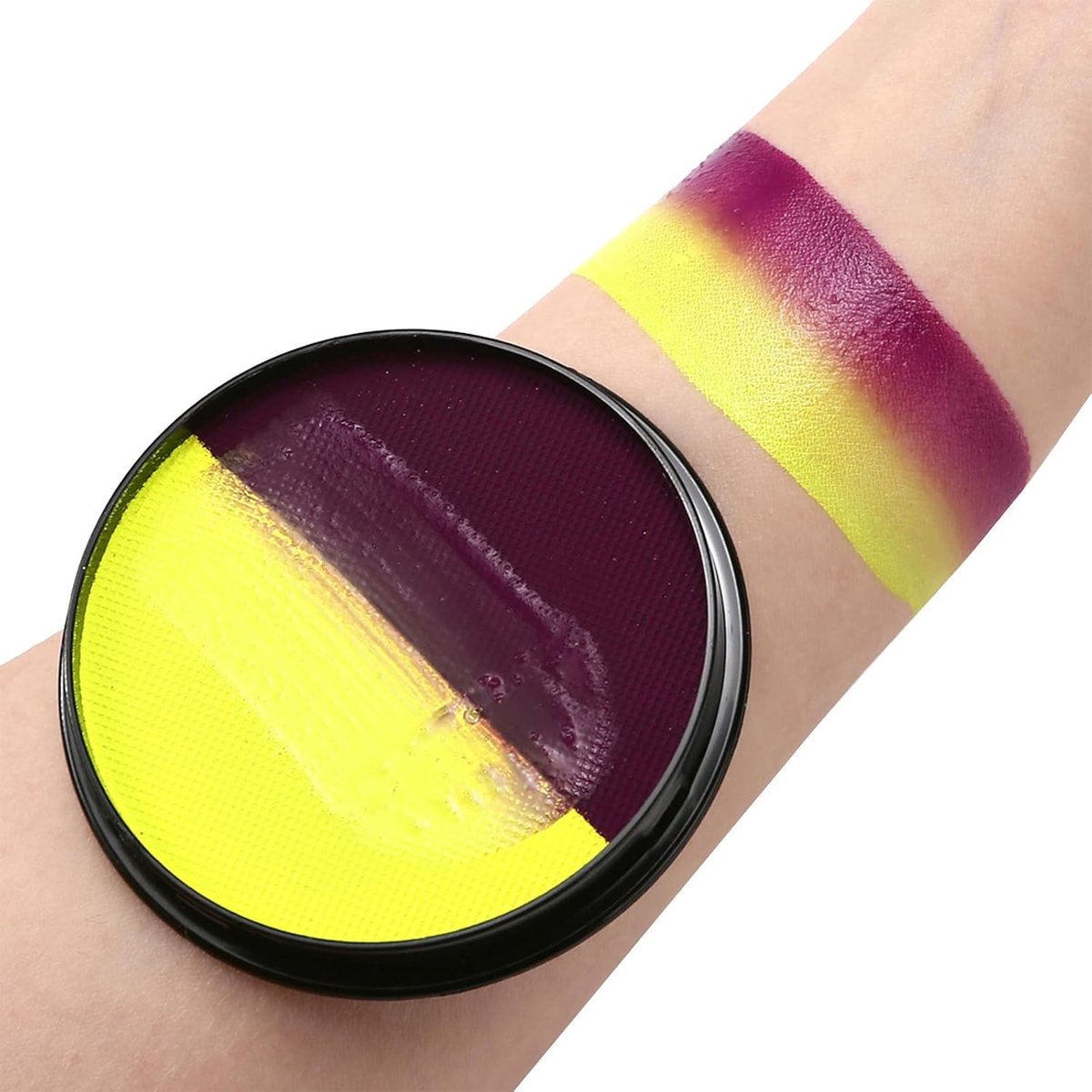 Make-up Gezichtsverf en bodypaint - Klassieke Geel-paars 30 g,op water gebaseerde individuele container, gezichts- en bodypaint kleur voor volwassenen en kinderen, carnaval