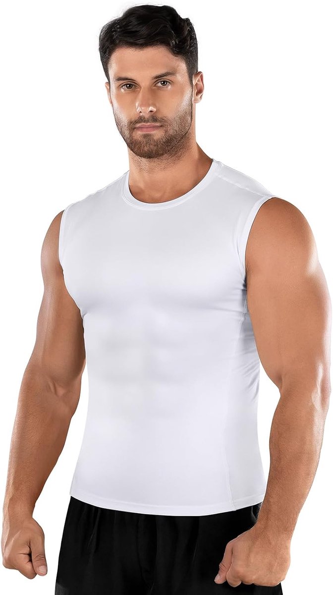 Heren compressieshirt sport tanktop mouwloos functioneel shirt loopshirt