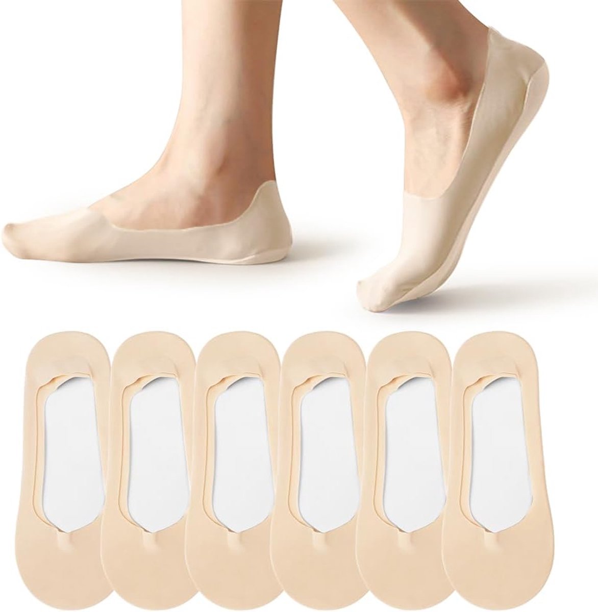 Sokken voor dames, no-show-sokken met antislip siliconen, ademende gesneden ijssokken voor loafers, sneakers, platte schoenen, bootschoenen