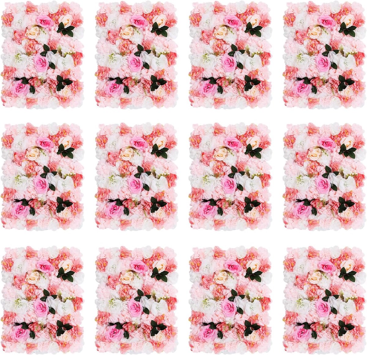 Kunstbloemen, wandachtergrond, 40 x 60 x 2 cm, bloemenwandachtergrond, kunstbloemen, wandpaneel van zijde