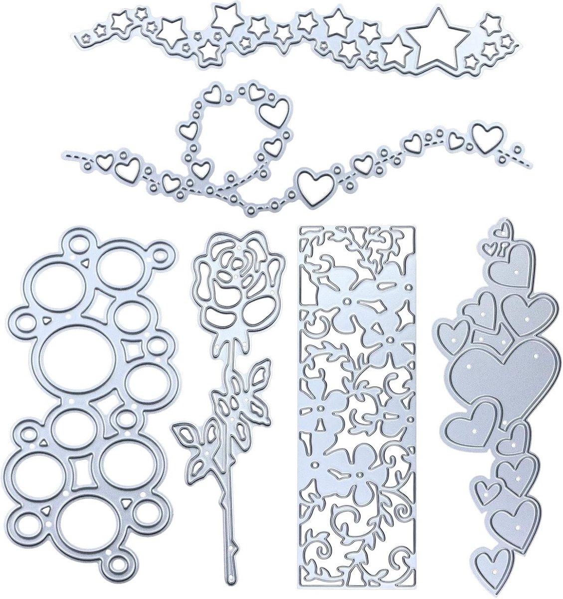 6Pcs Snijden Metalen Liefde Hart Ster Bubble Kant Craft Die Embossing Stencil Mould Template Herbruikbare Diy Die Voor Card Maken Scrapbooking Foto Album Decor