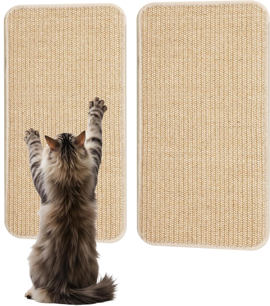 2 stuks 50 x 25 cm aan de muur gemonteerde kattenkrabmatten geschikt voor katten perfecte katten om krassen thuis te voorkomen